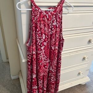 LOFT Red and White Floral Dress
